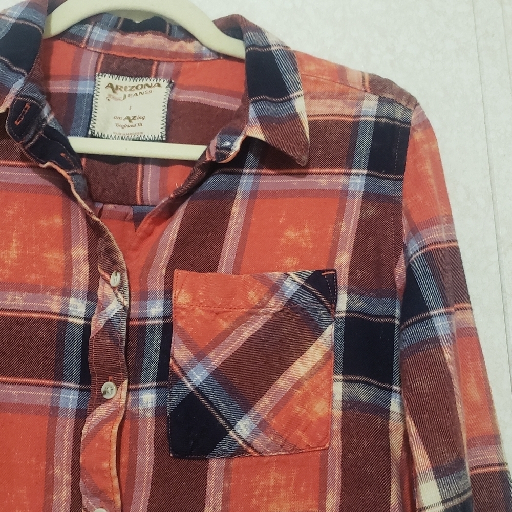ARIZONA ...ORANGE Plaid Button-Up Shirt...SIZE:SMALL - Picture 6 of 10